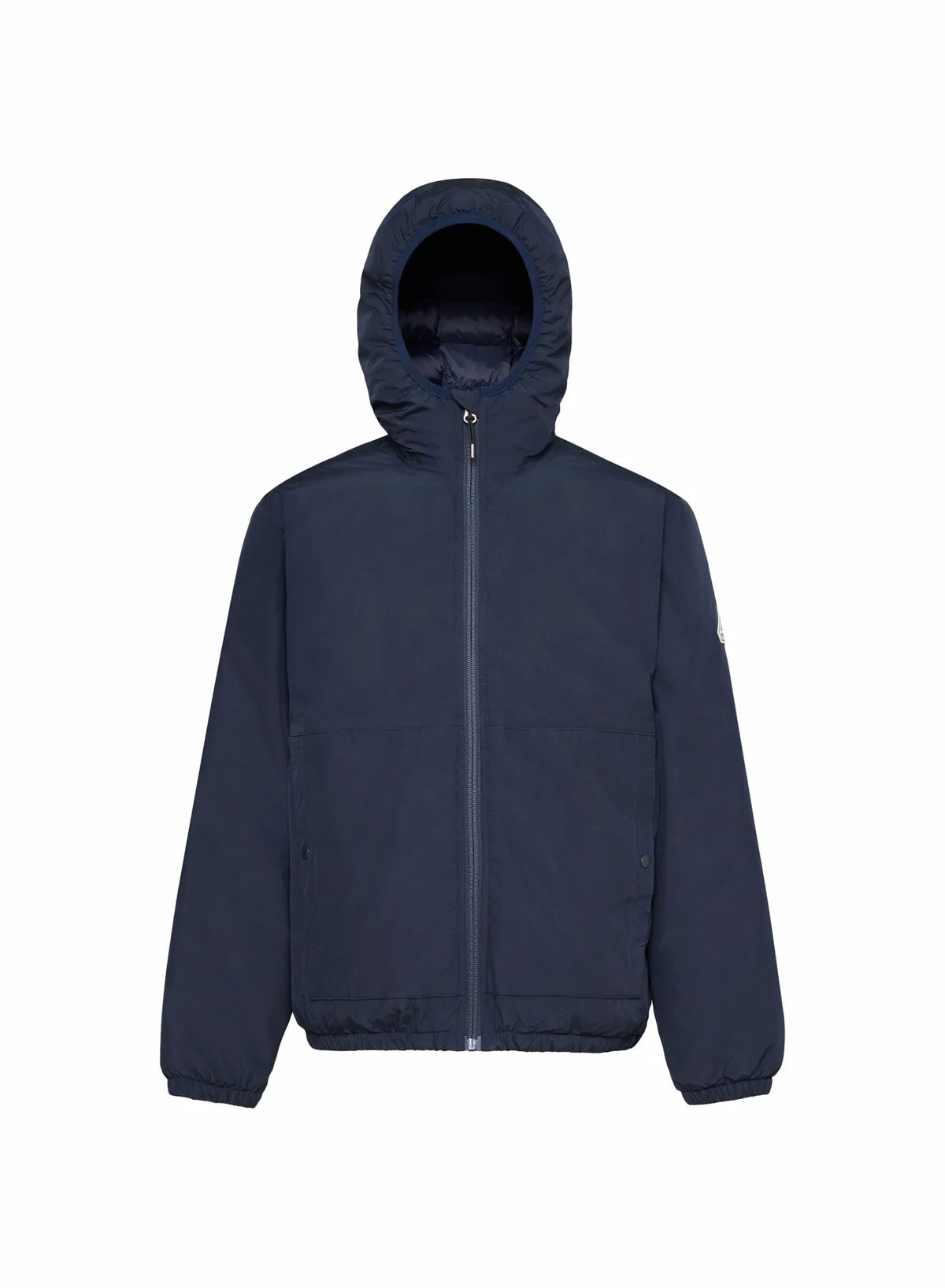 Density dark blue hooded waterproof down jacket for children