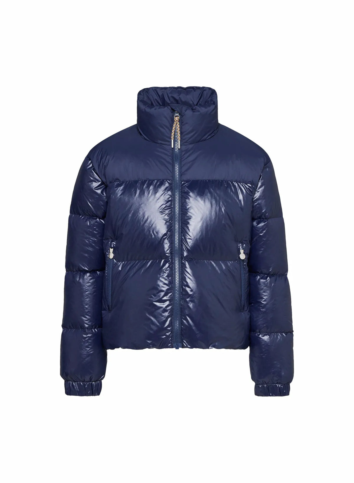 Shiny girls' down jacket Pyrenex Goldin navy blue
