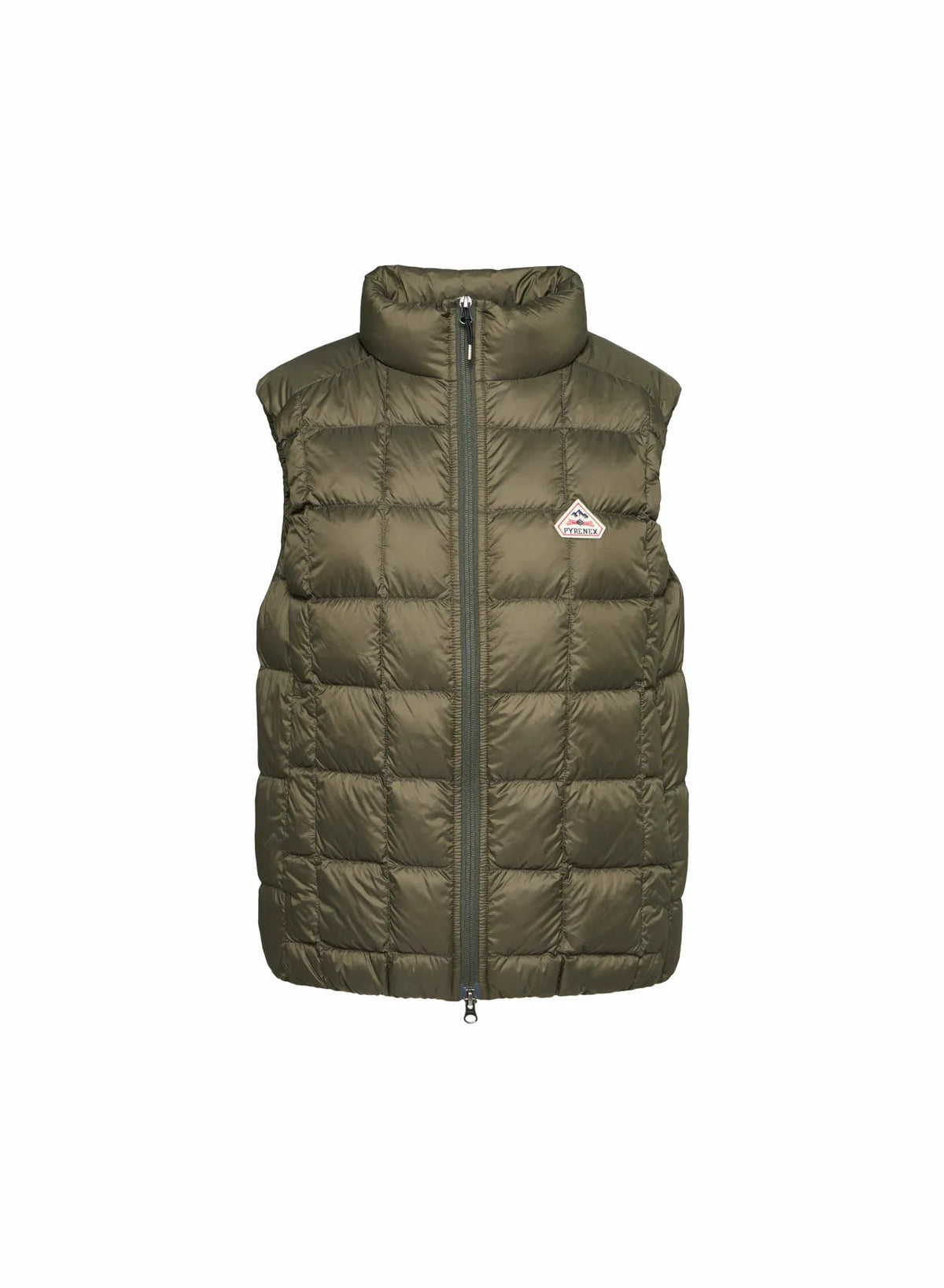 Pyrenex Sunray ultra-lightweight sleeveless women's down jacket in dark khaki