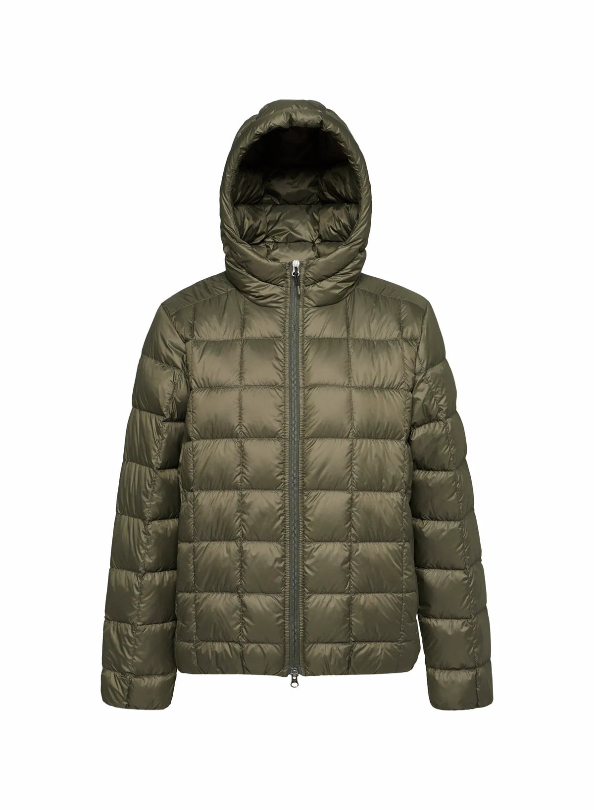 Ultra-lightweight hooded women's down jacket Pyrenex Sunray dark khaki