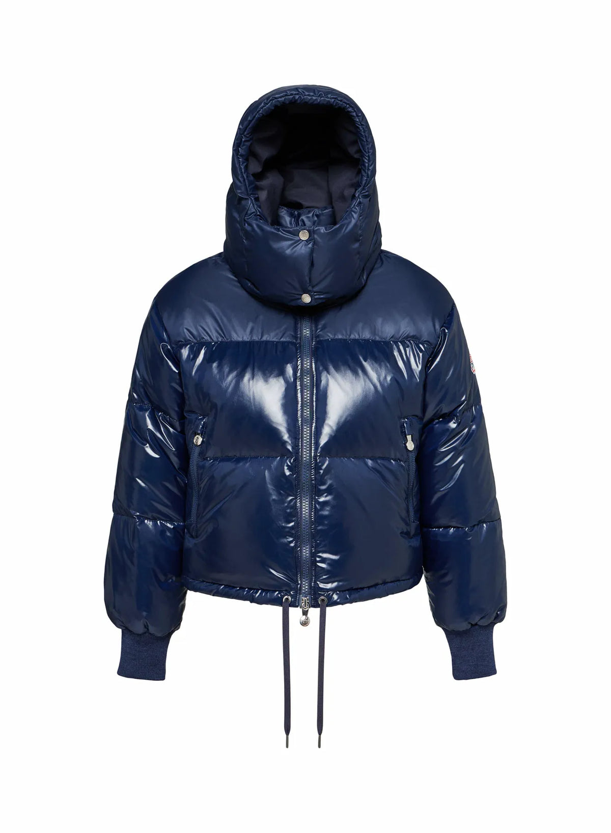 Short hooded women's down jacket Pyrenex Altic navy blue
