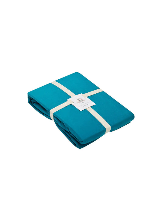 Lily fitted sheet plain peacock blue in cotton and TENCEL™ Lyocell