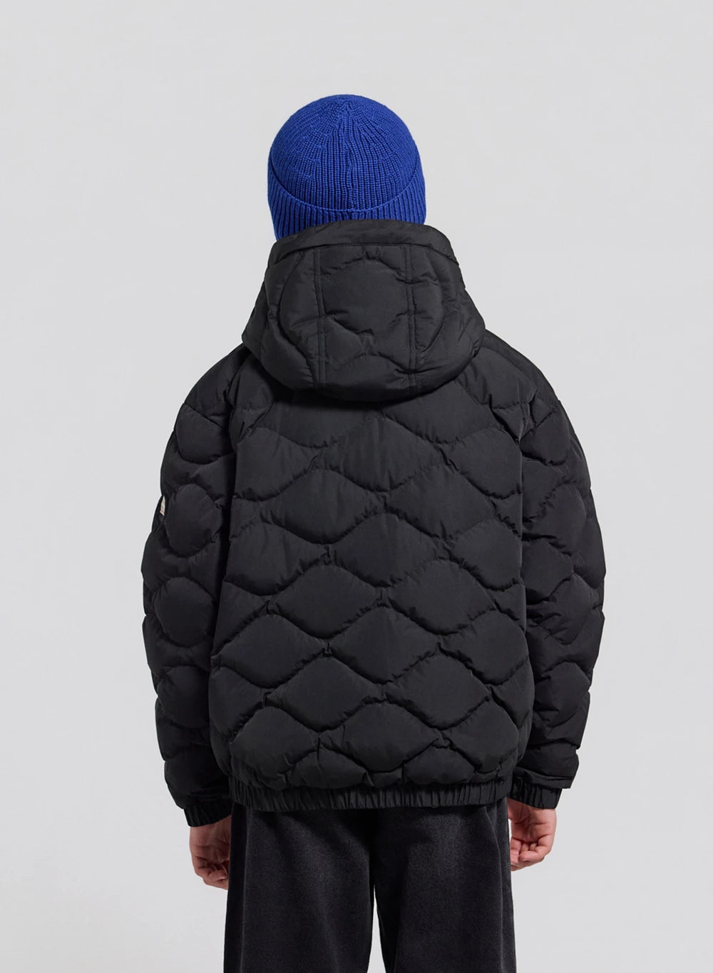 Children's hooded bomber down jacket Beille black