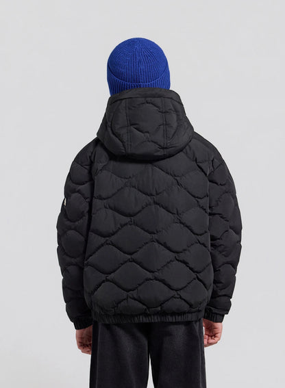 Children's hooded bomber down jacket Beille black