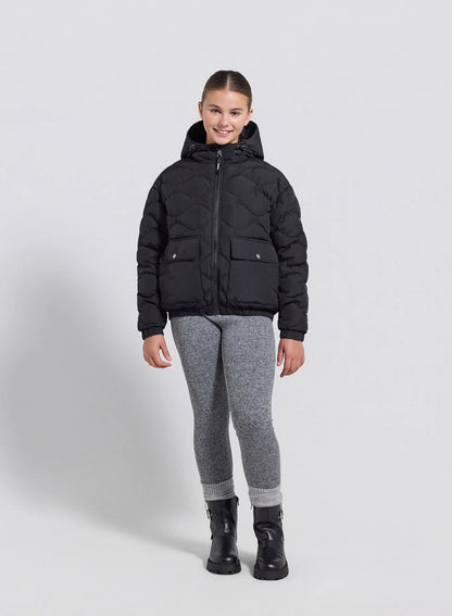 Children's hooded bomber down jacket Beille black