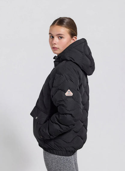 Children's hooded bomber down jacket Beille black