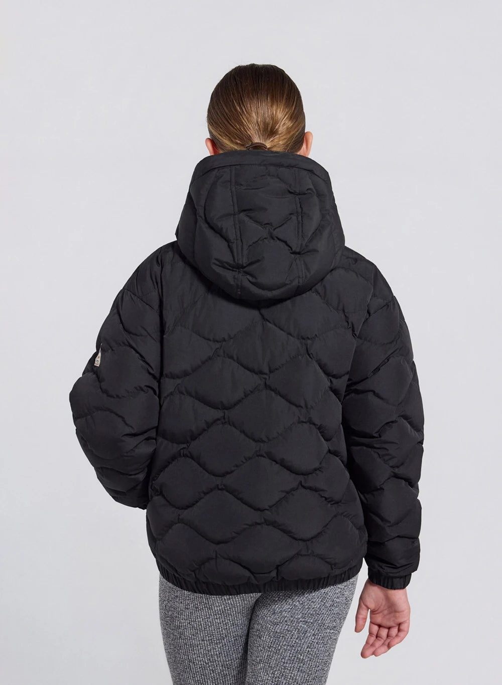 Children's hooded bomber down jacket Beille black