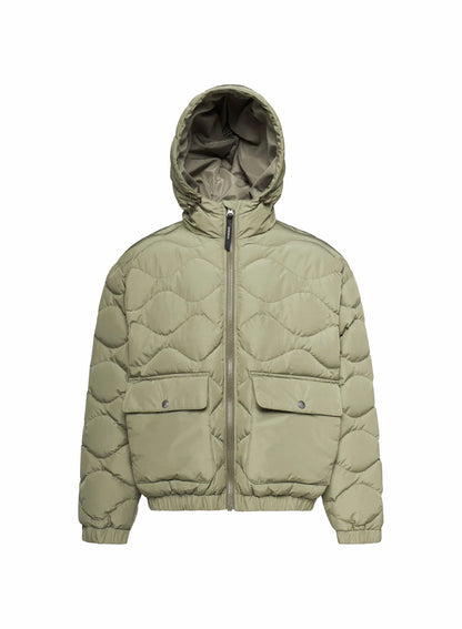 Bomber hooded down jacket for children Beille light khaki