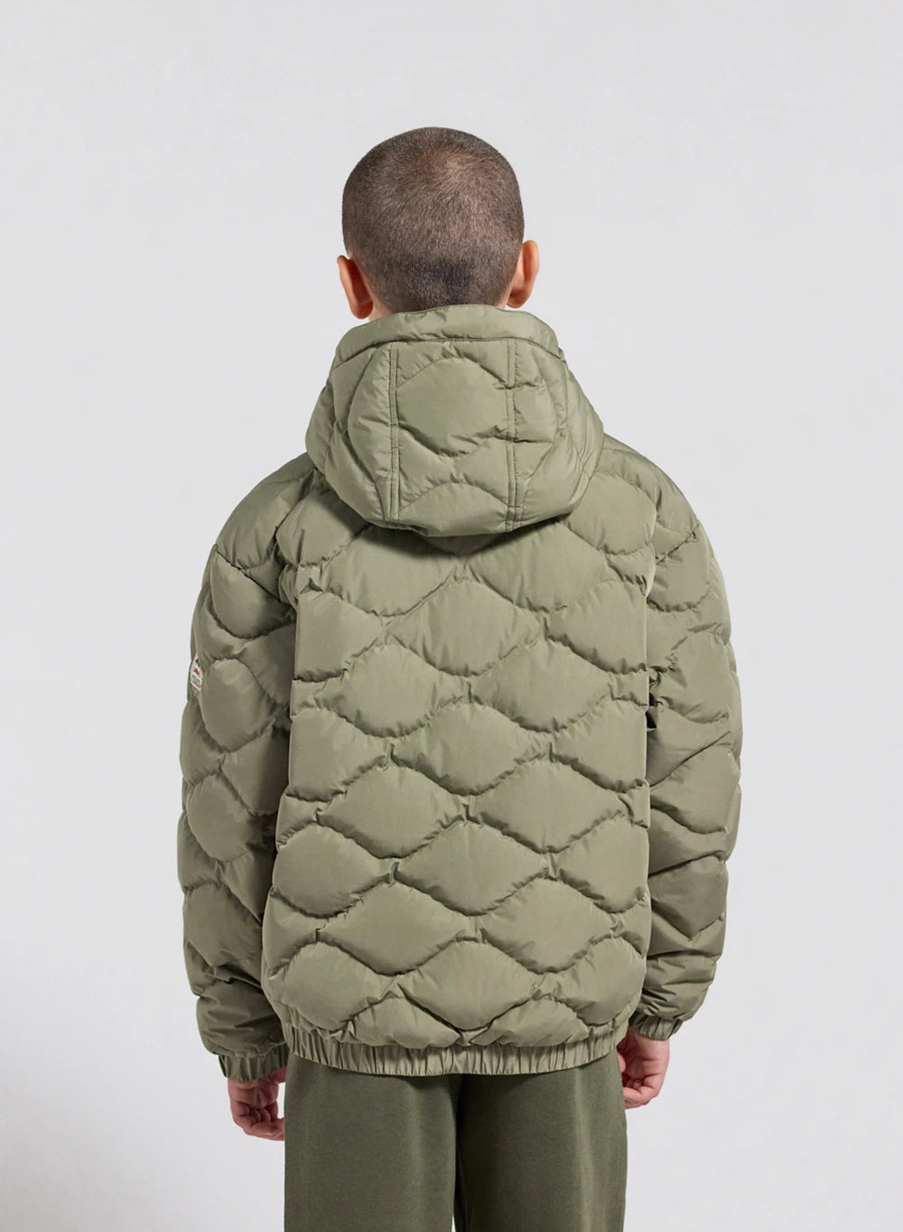 Bomber hooded down jacket for children Beille light khaki