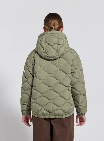 Bomber hooded down jacket for children Beille light khaki