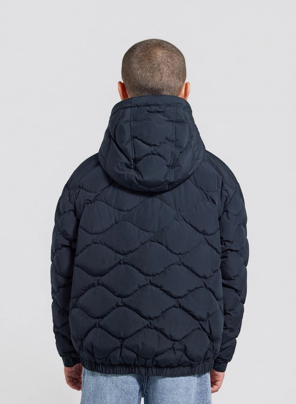 Beille dark blue hooded bomber children's down jacket
