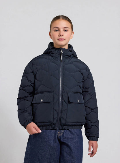 Beille dark blue hooded bomber children's down jacket