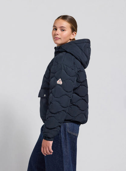 Beille dark blue hooded bomber children's down jacket