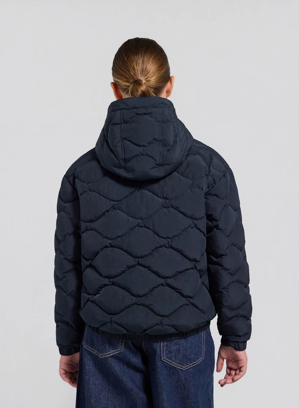 Beille dark blue hooded bomber children's down jacket