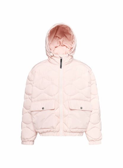 Beille light pink hooded bomber children's down jacket
