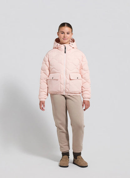 Beille light pink hooded bomber children's down jacket