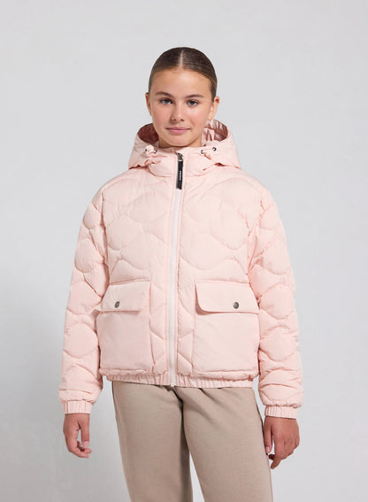 Beille light pink hooded bomber children's down jacket