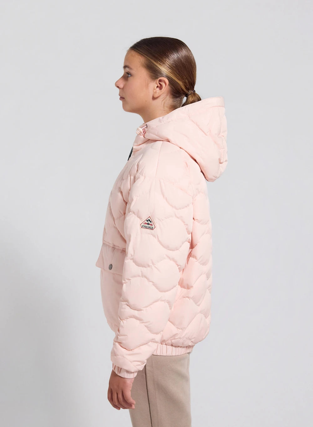 Beille light pink hooded bomber children's down jacket