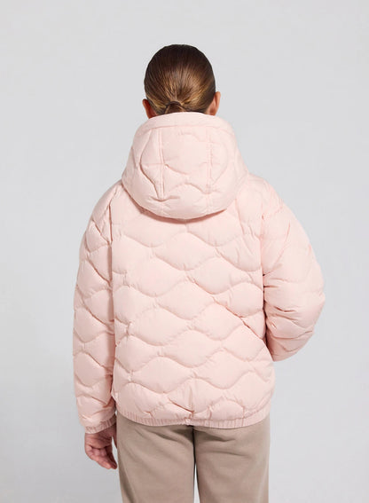 Beille light pink hooded bomber children's down jacket