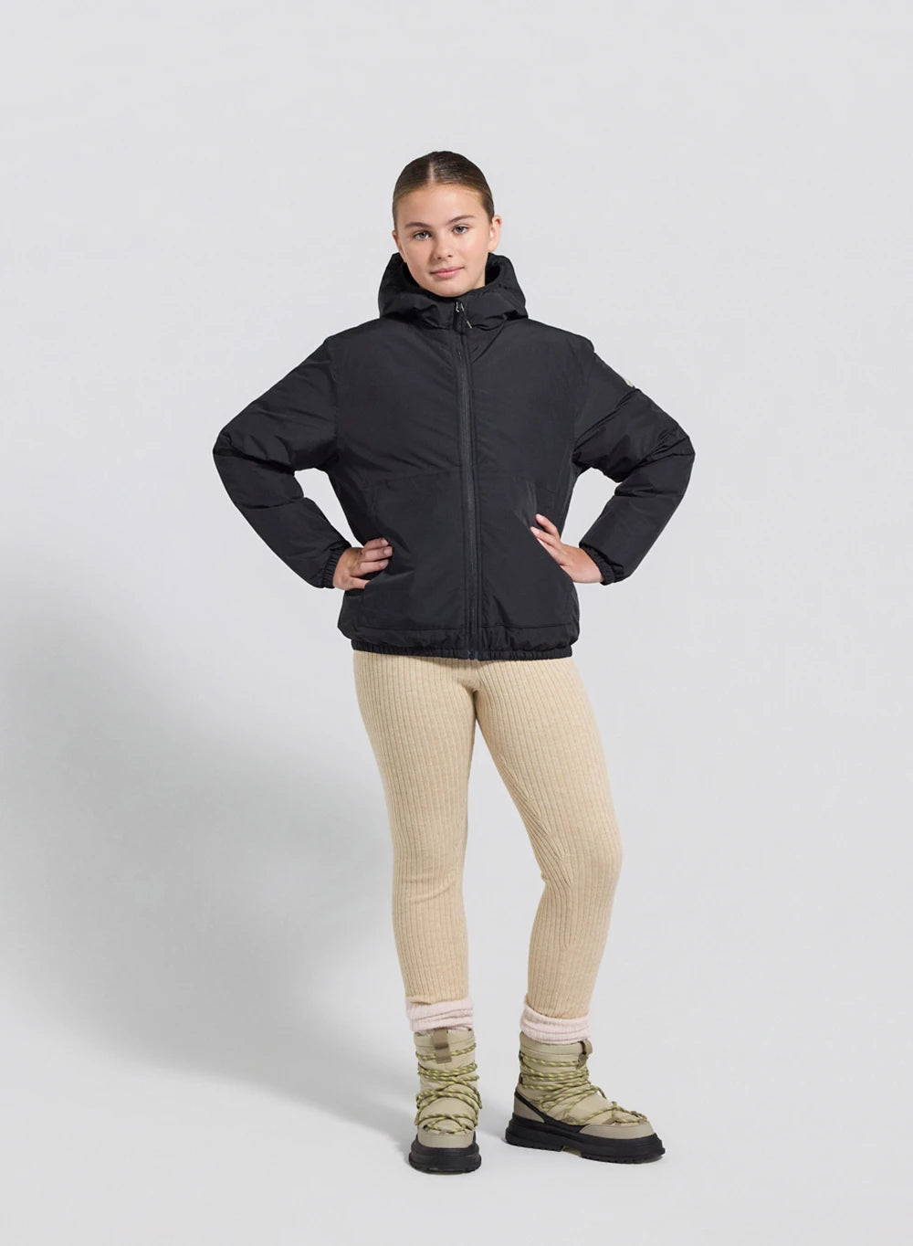 Waterproof hooded down jacket for children Density black
