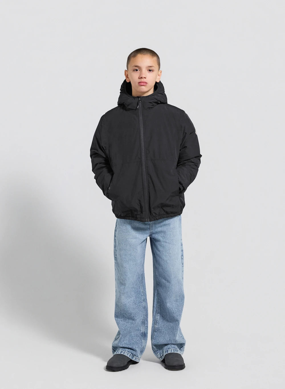 Waterproof hooded down jacket for children Density black