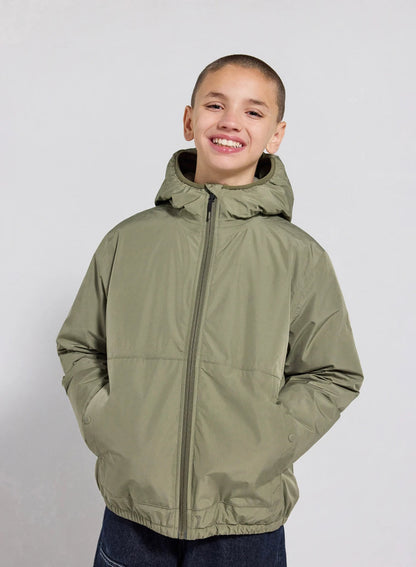 Children's hooded waterproof down jacket Density light khaki