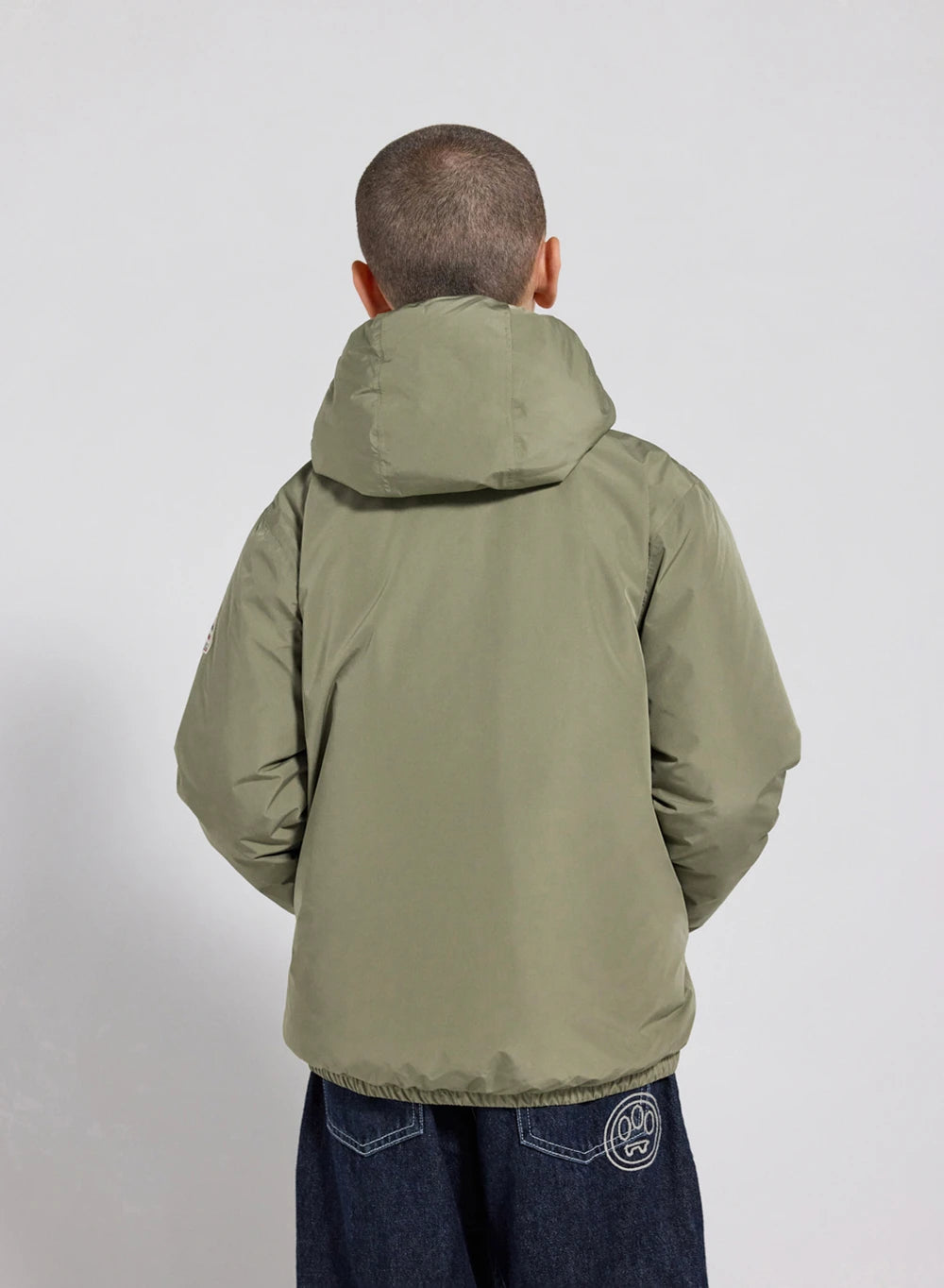 Children's hooded waterproof down jacket Density light khaki