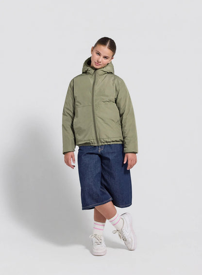 Children's hooded waterproof down jacket Density light khaki