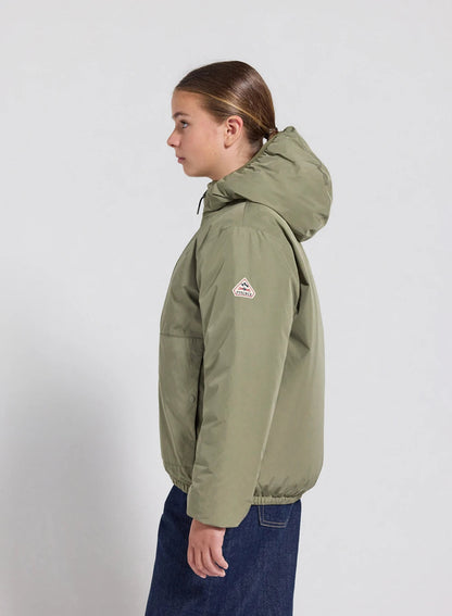 Children's hooded waterproof down jacket Density light khaki
