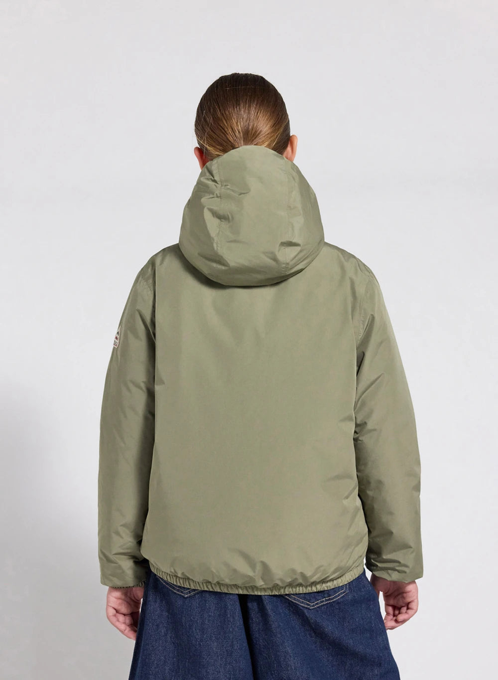 Children's hooded waterproof down jacket Density light khaki