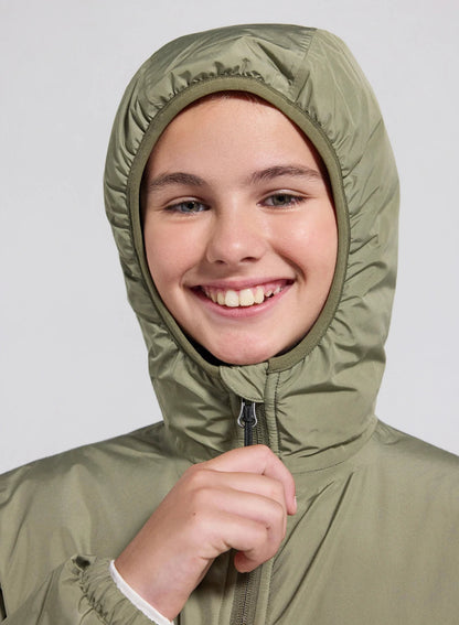 Children's hooded waterproof down jacket Density light khaki