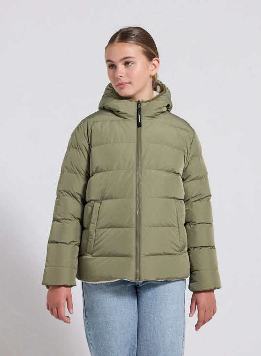 Children's Pyrenex Keylinn reversible down jacket in light khaki