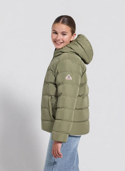 Children's Pyrenex Keylinn reversible down jacket in light khaki