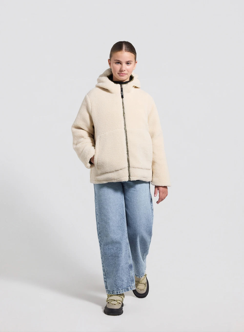 Children's Pyrenex Keylinn reversible down jacket in light khaki