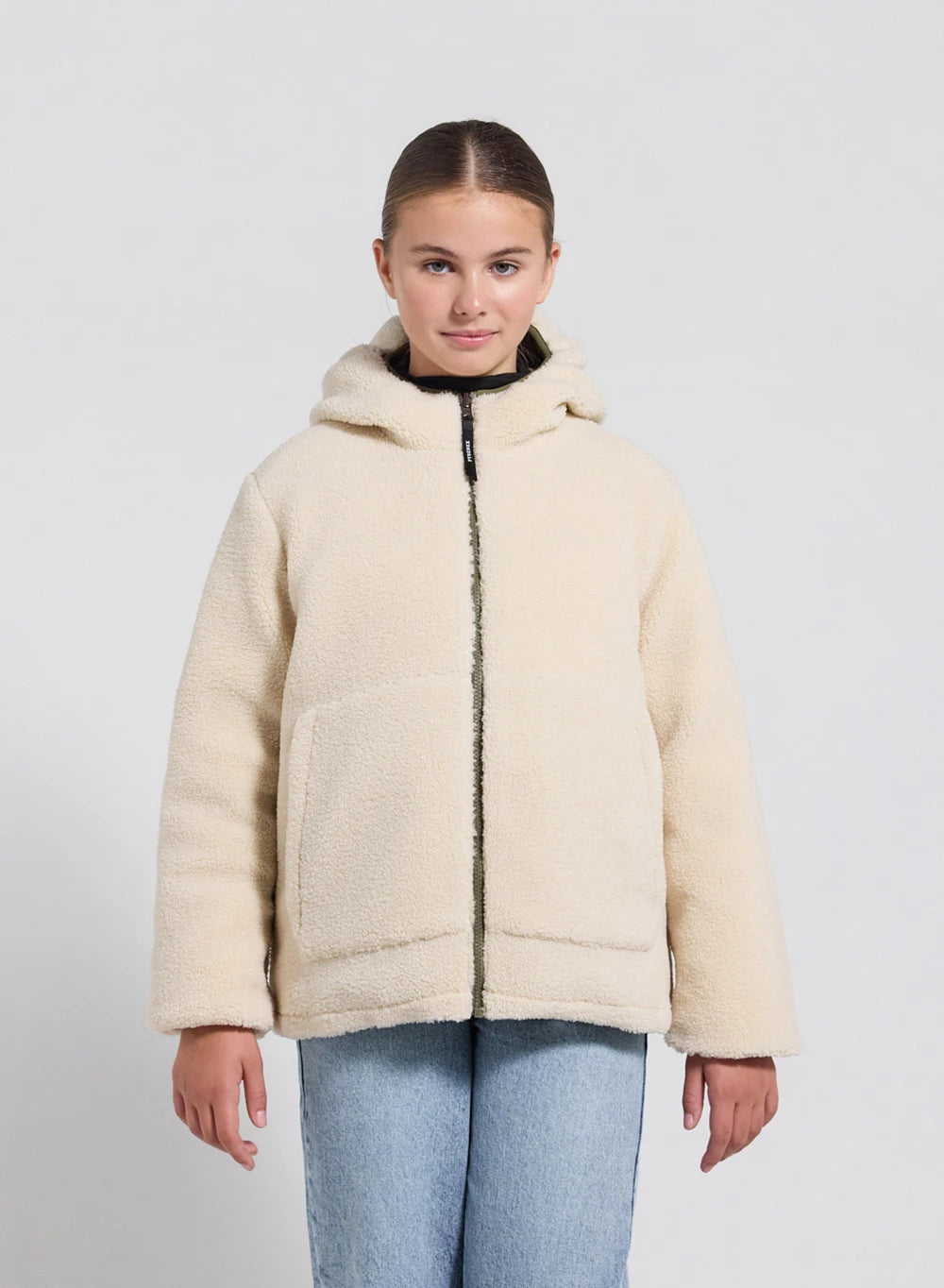Children's Pyrenex Keylinn reversible down jacket in light khaki