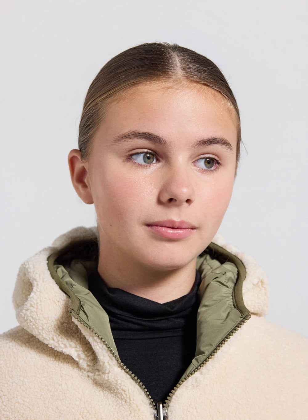 Children's Pyrenex Keylinn reversible down jacket in light khaki