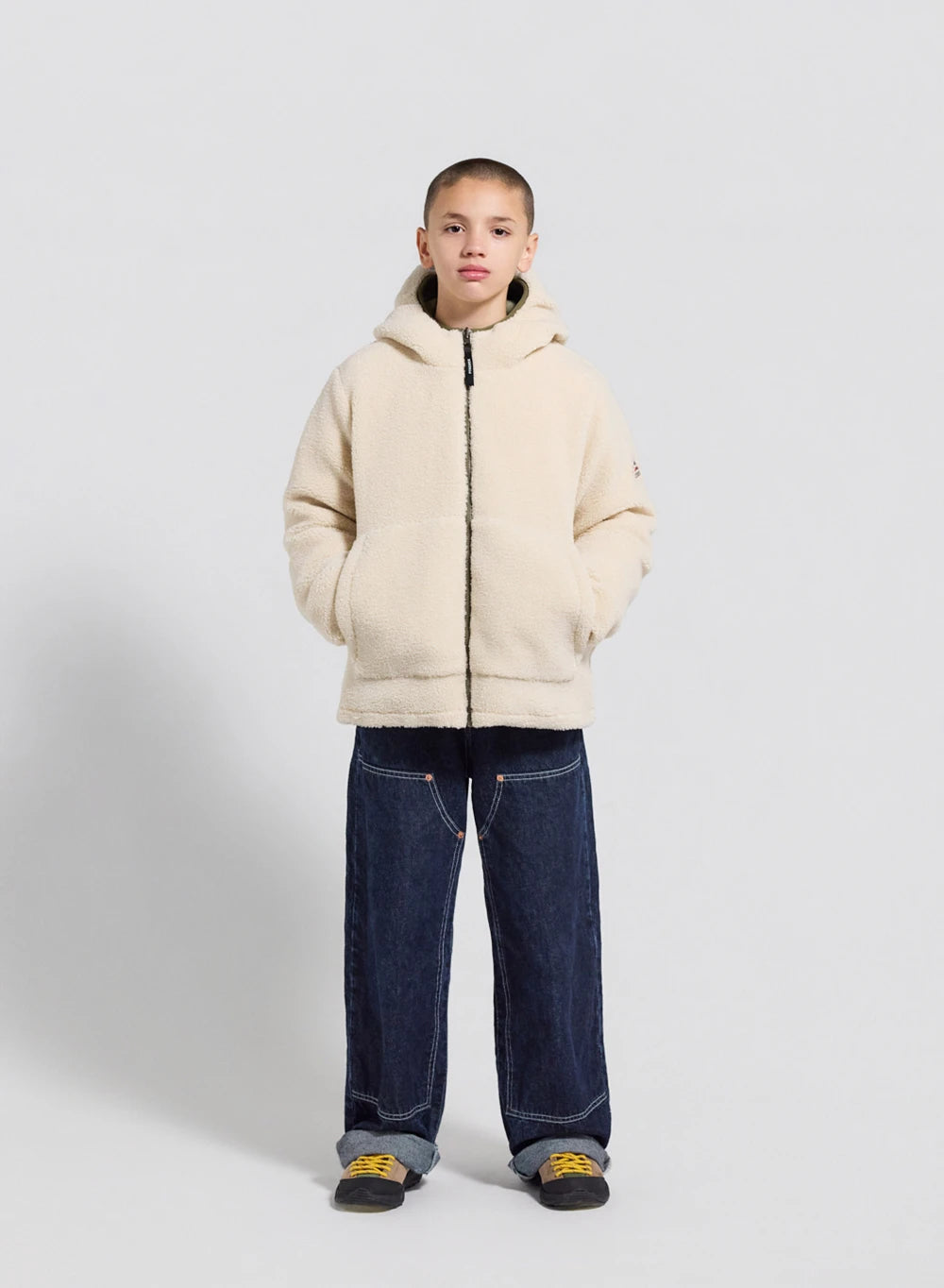 Children's Pyrenex Keylinn reversible down jacket in light khaki