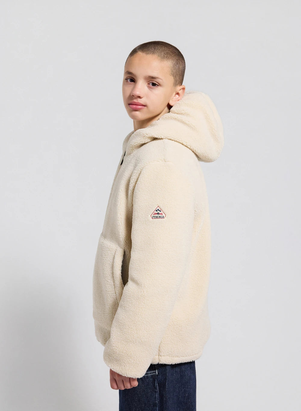 Children's Pyrenex Keylinn reversible down jacket in light khaki