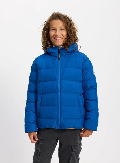 Pyrenex Keylinn children's reversible down jacket in electric blue