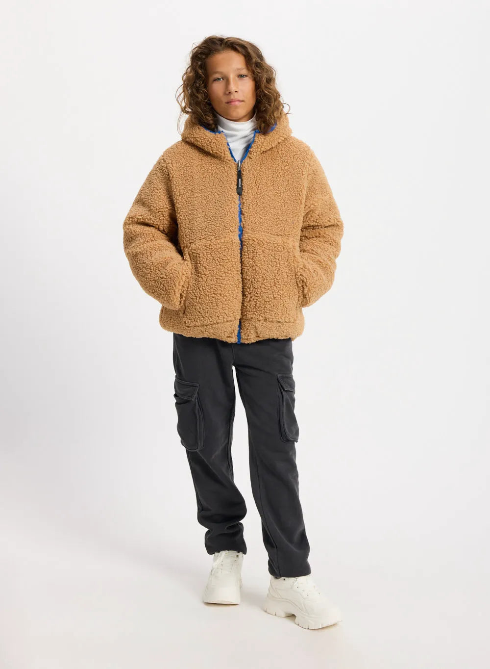 Pyrenex Keylinn children's reversible down jacket in electric blue