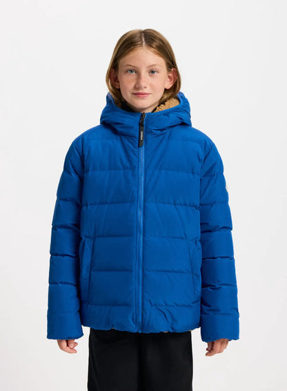 Pyrenex Keylinn children's reversible down jacket in electric blue