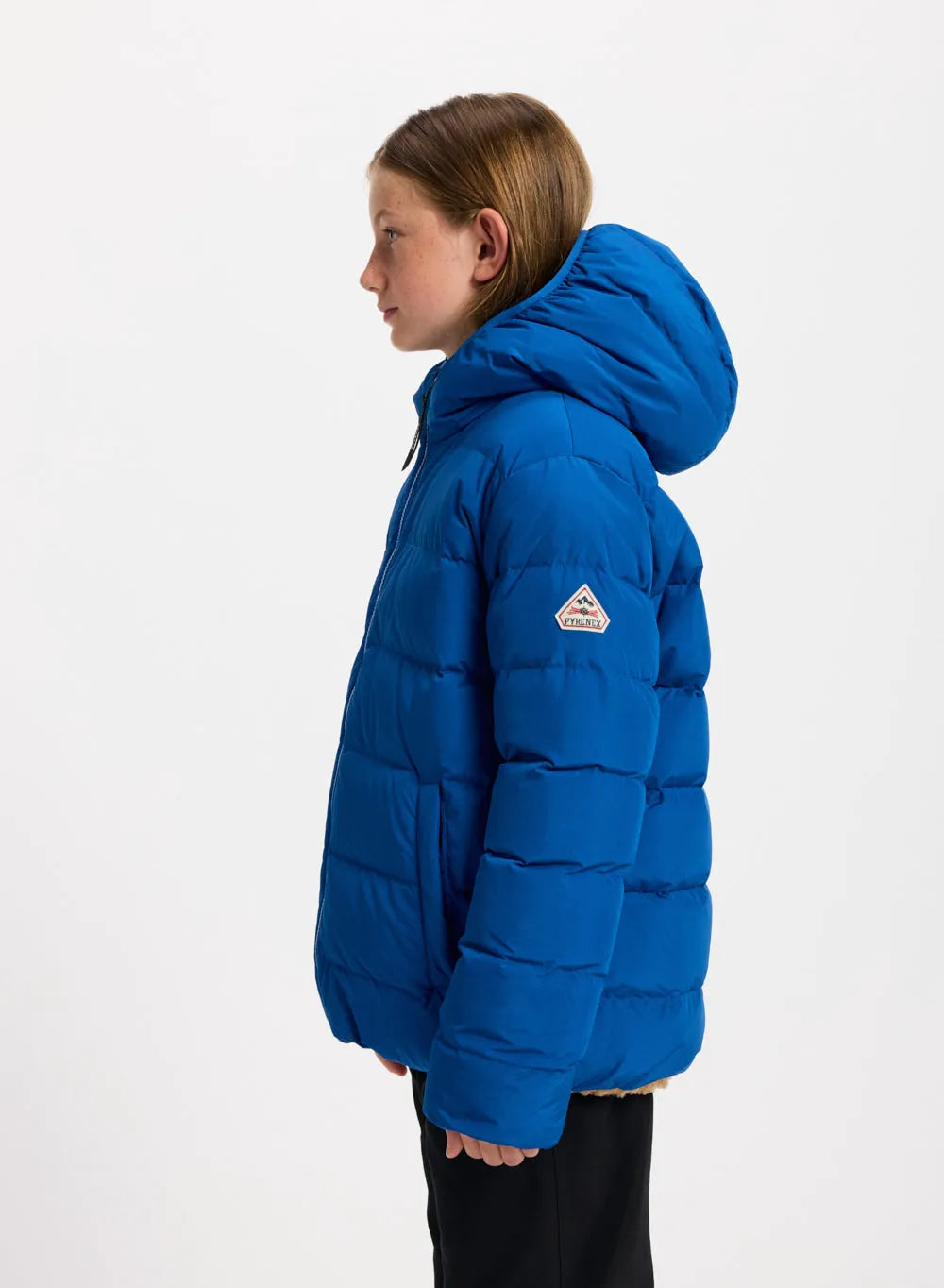 Pyrenex Keylinn children's reversible down jacket in electric blue