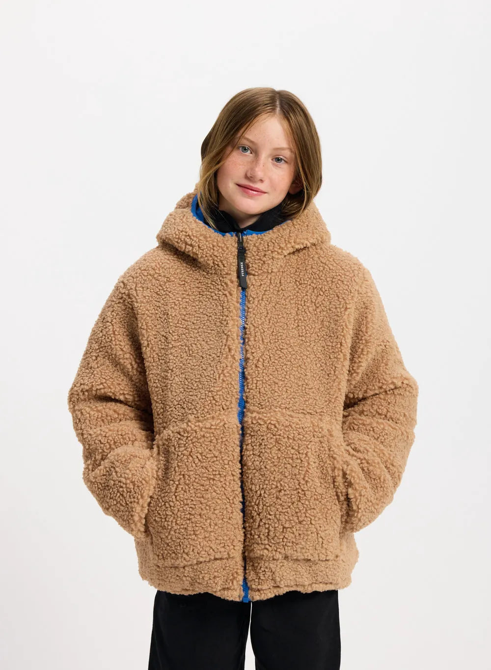 Pyrenex Keylinn children's reversible down jacket in electric blue