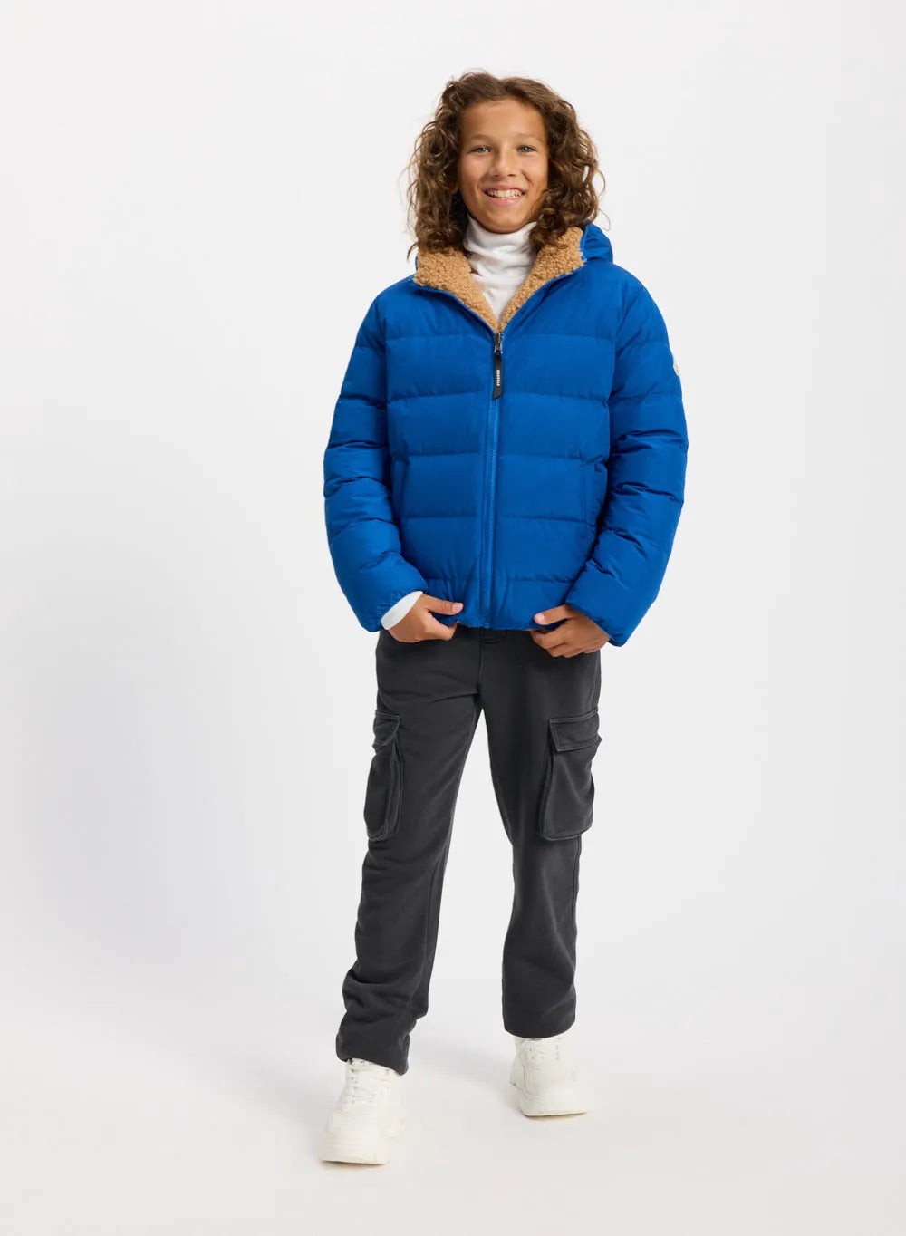 Pyrenex Keylinn children's reversible down jacket in electric blue