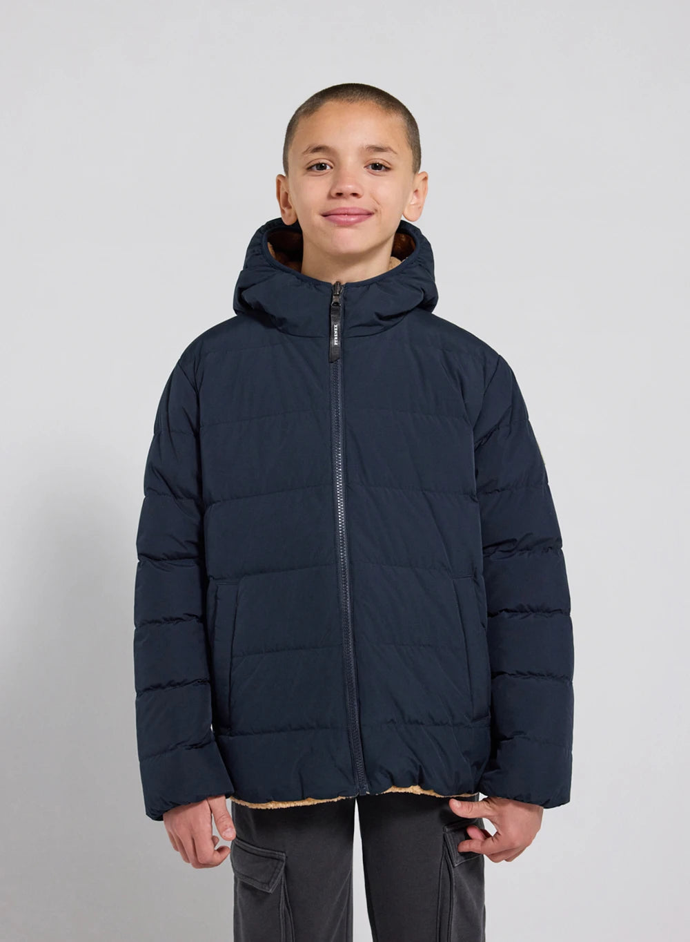 Pyrenex Keylinn children's reversible navy blue down jacket