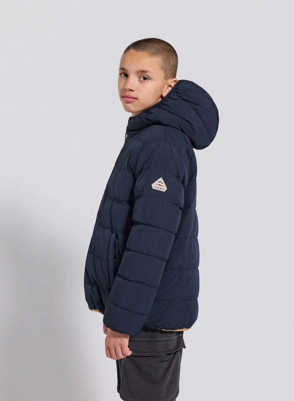 Pyrenex Keylinn children's reversible navy blue down jacket