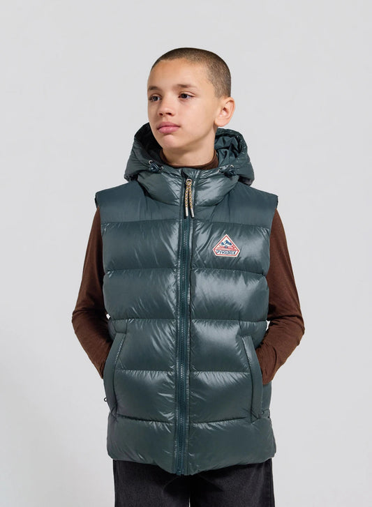 Pyrenex John dark green children's sleeveless down jacket