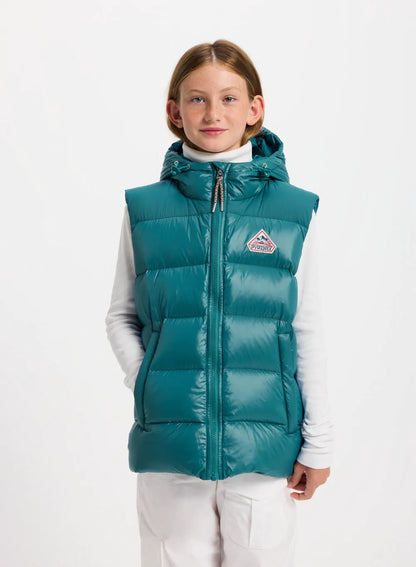 Pyrenex John children's sleeveless turquoise blue down jacket