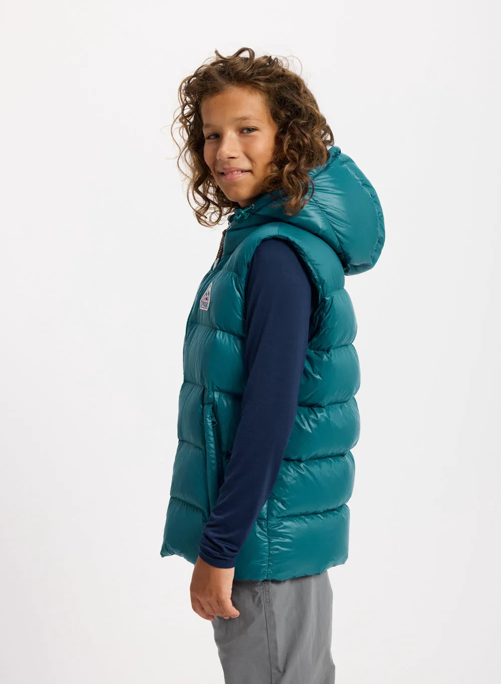 Pyrenex John children's sleeveless turquoise blue down jacket
