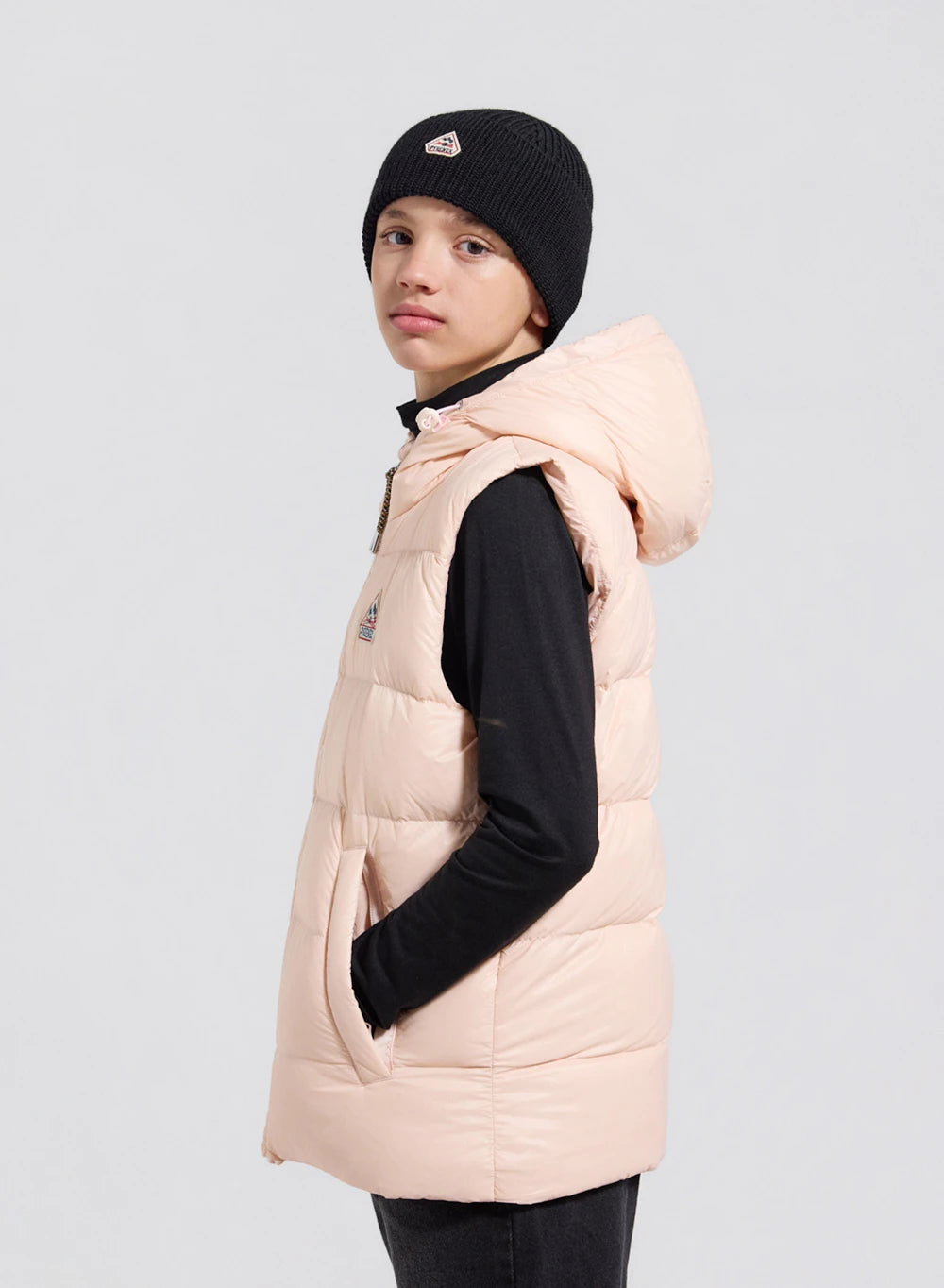 Pyrenex John pale pink children's sleeveless down jacket